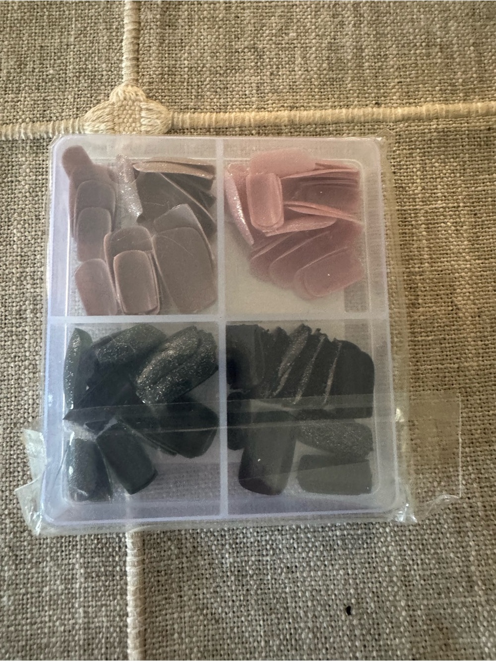 Press-On Nail Set — Black & Pink Reusable Nails